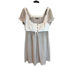 Eva Kayan‎ Paris Silk Cotton Mini Dress Grey White Geometric Cottagecore Size 42